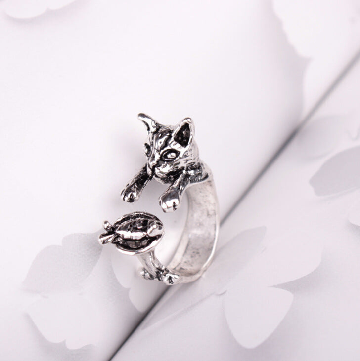 1 Piece Fashion Animal Adjustable Alloy Rings - Cute Dog, Cat, Elephant Design