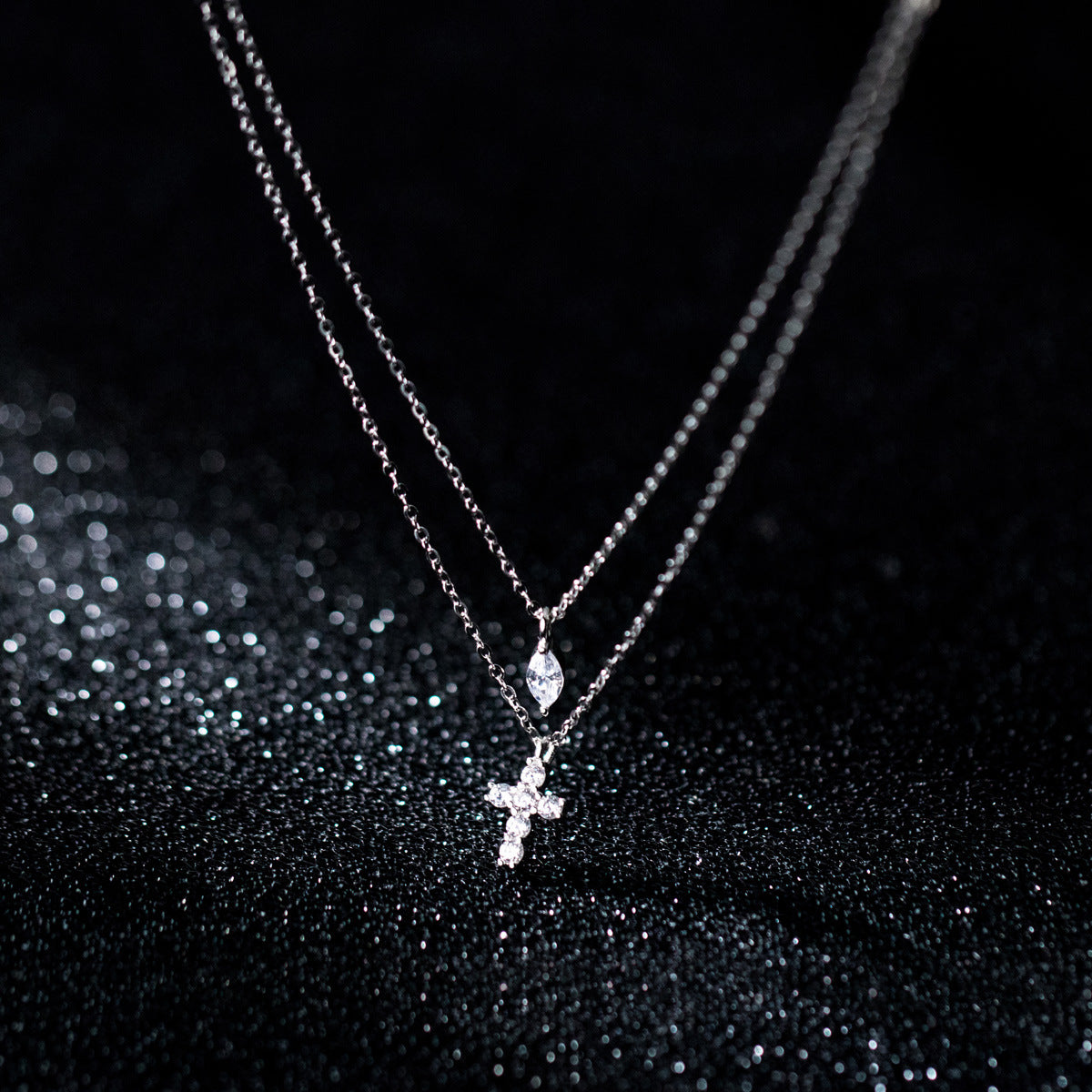 Simple Style Solid Color Alloy Plating Inlay Zircon Silver Plated Women's Layered Necklaces