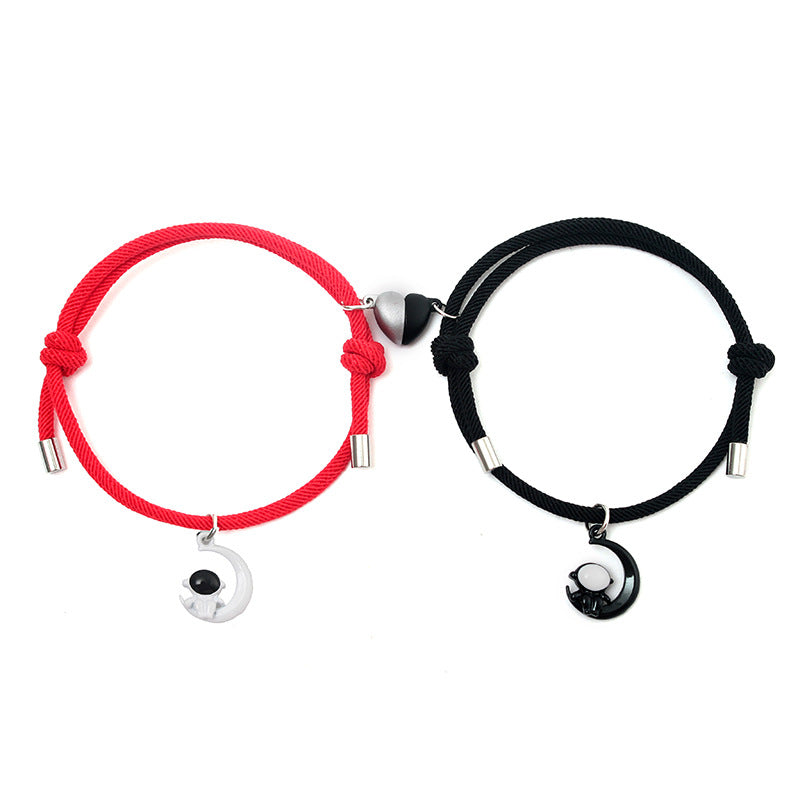 European Love Magnet Astronaut Couple Bracelet Set