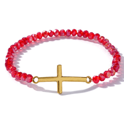 Bohemian Gold Cross Crystal Beaded Bracelets for Unisex