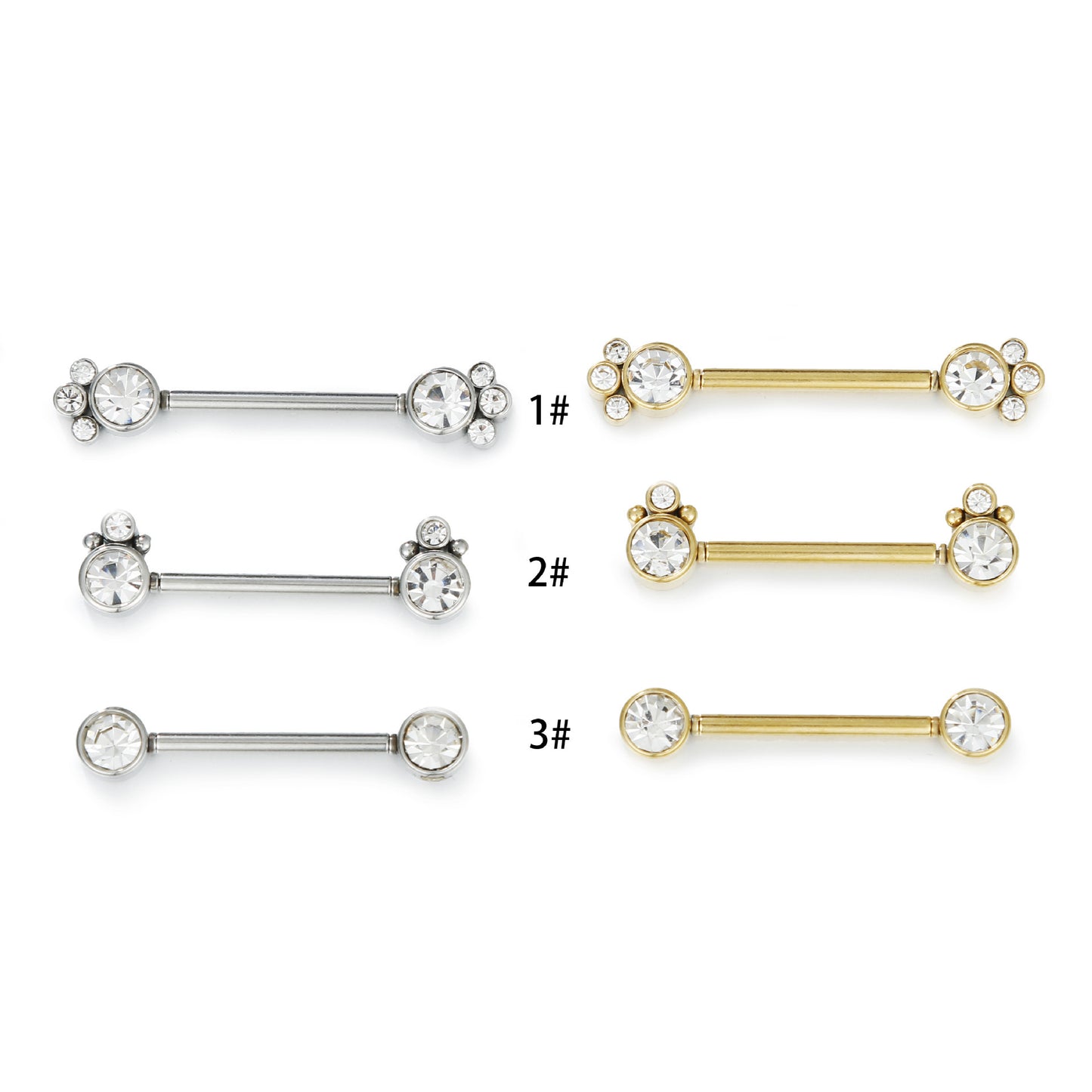 Fashion Stainless Steel Inlay Artificial Diamond Nipple Ring Piercing Jewelry