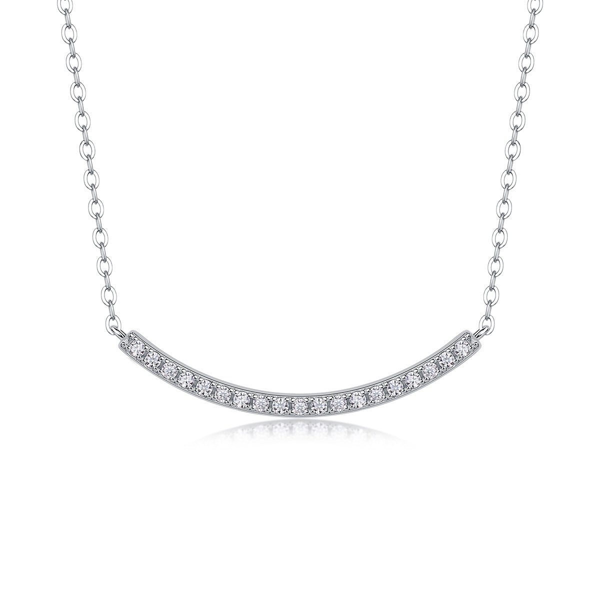 Sterling Silver Moissanite Geometric Necklace with GRA Certificate