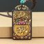 Ethnic Square Alloy Wood Pendant Necklace with Nepalese Thangka Design