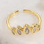 Elegant Geometric Zircon 14K Gold Plated Open Ring