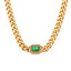 18K Gold Plated Zircon Stainless Steel Cuban Chain Bracelet Necklace Set