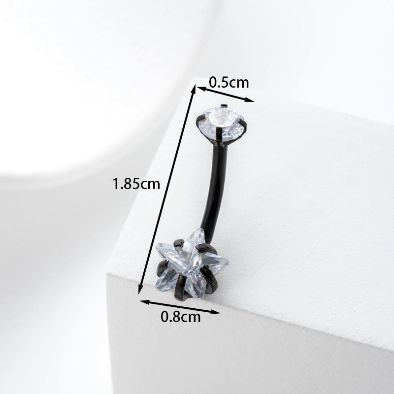 Fashion Star 316L Stainless Steel Zircon Gemstone Navel Ring