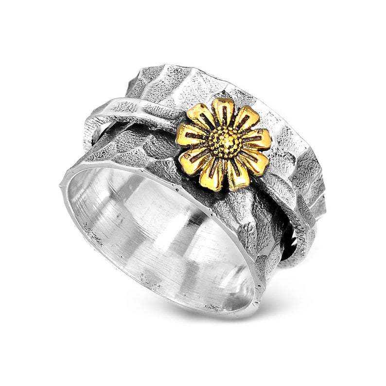 Chrysanthemum Daisy Flower Engraved Rotatable Women's Ring