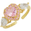 New Fashion Pink Heart Wing Adjustable Open-end Ring