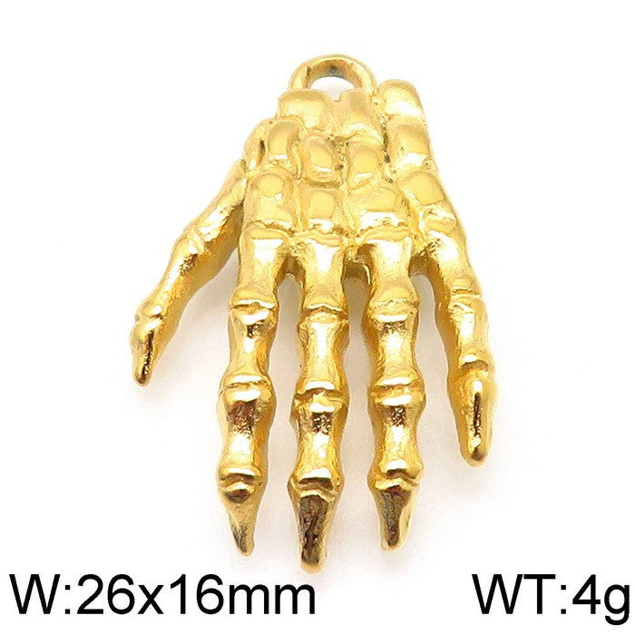 Hip-Hop Stainless Steel Skull Hand Pendant Jewelry Accessories Vintage Devil's Hand Charm