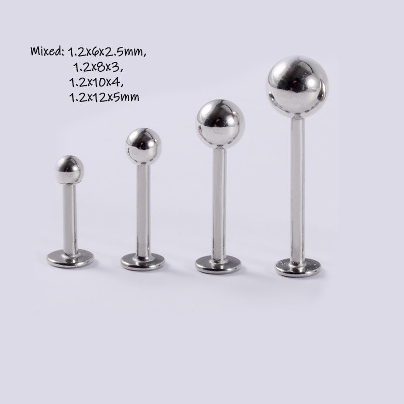 Stainless Steel Lip and Ear Piercing Set - Simple and Classic Style