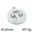 Classic Stainless Steel Zodiac Constellation Pendant Necklace with Rhinestone Inlay