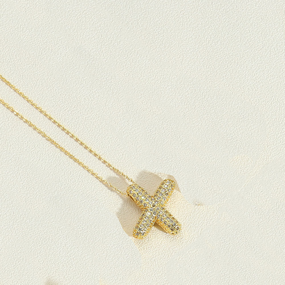 14K Gold Plated Zircon Letter Pendant Necklace - Vintage Style Initial Choker