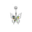 1 Piece Belly Rings Princess Cute Shiny Butterfly 316 Stainless Steel  Alloy Plating Inlay Acrylic Rhinestones White Gold Plated