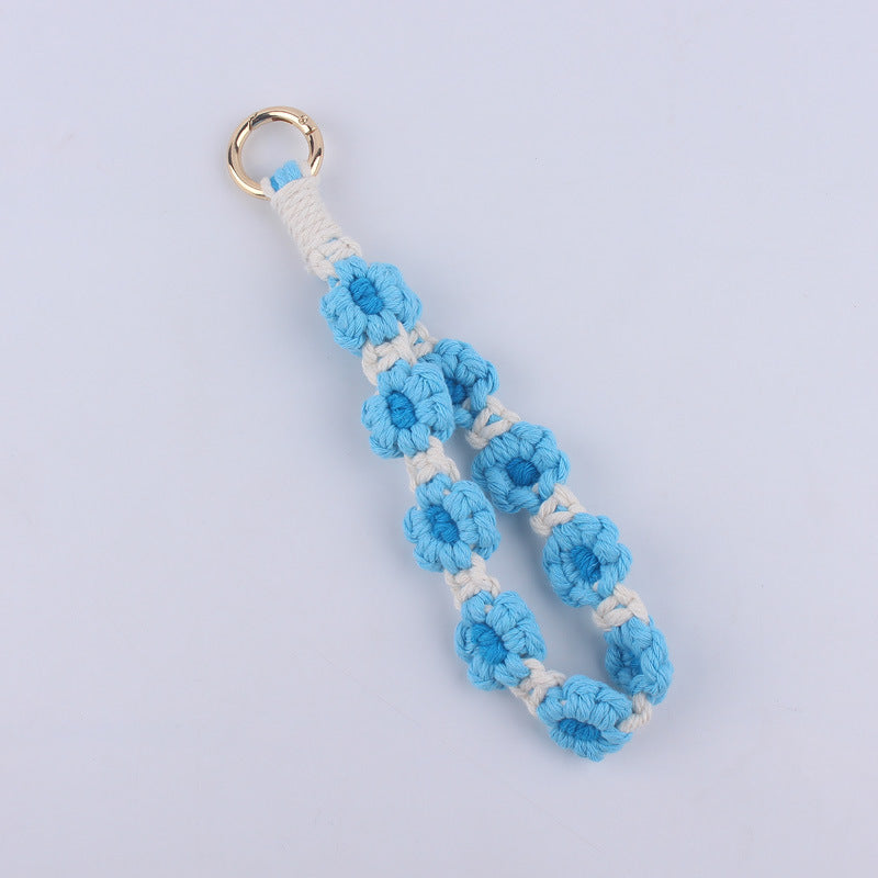 Vintage Daisy Pattern Cotton Keychain for Women