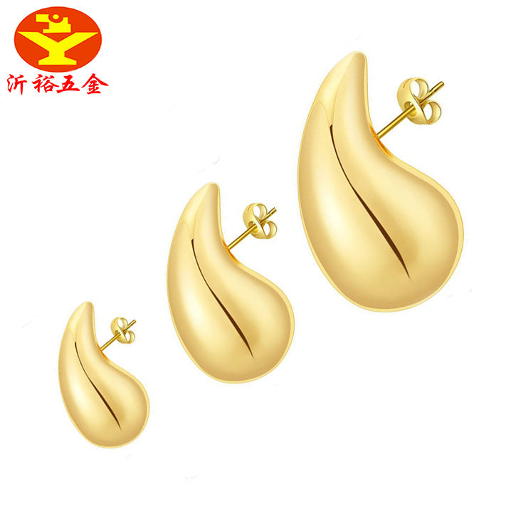 1 Pair Simple Style Classic Style Water Droplets Plating 316L Stainless Steel  18K Gold Plated Ear Studs