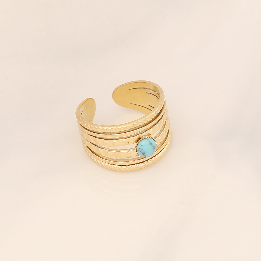 Fashion Geometric Turquoise Stainless Steel Open Ring