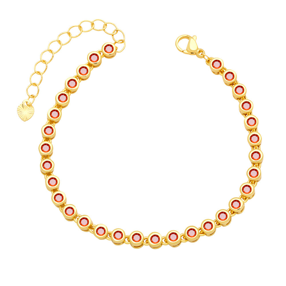 Minimalist Gold Plated Zircon Bracelet with Colorful Stones