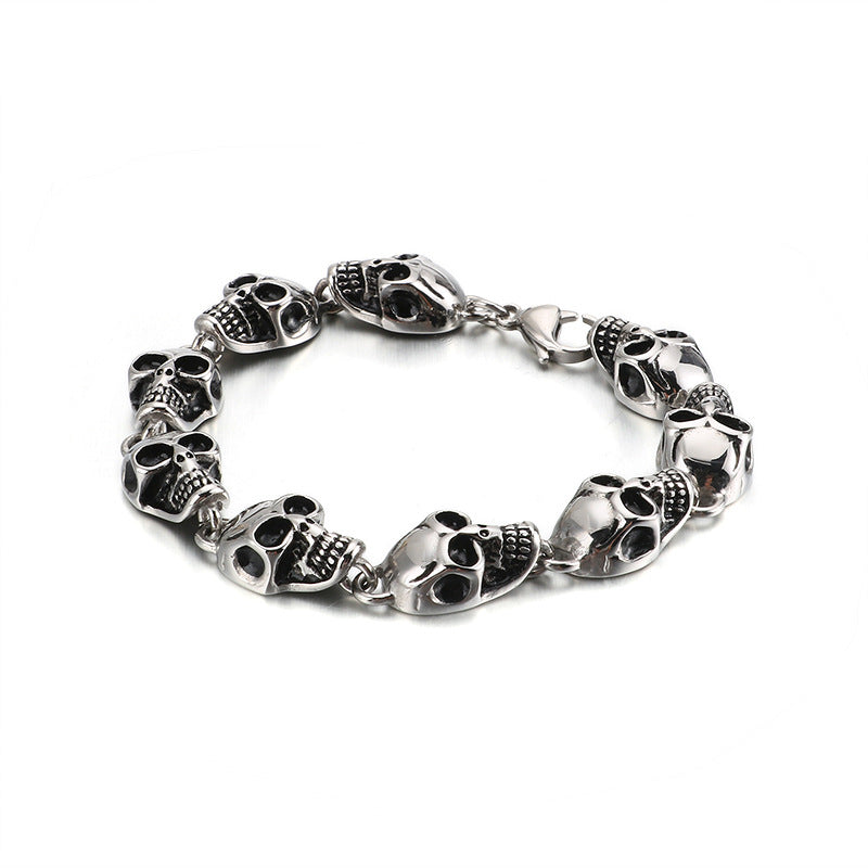 Punk Skull Titanium Steel Men's Bracelet - European and American Style Jewelry Gift