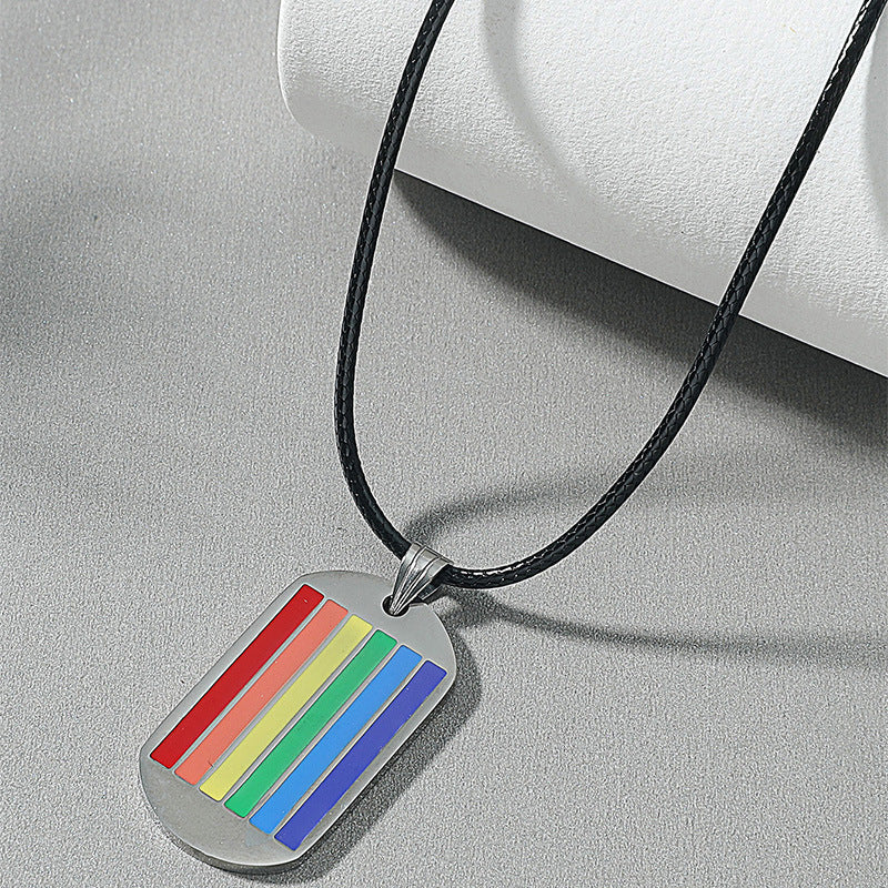 Rainbow Pendant Stainless Steel Necklace - Six-Color Fashion Accessory