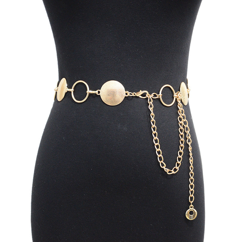 Classic Solid Color Alloy Women's Circle Chain Belt