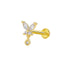 Butterfly Bow Knot Zircon Piercing Lip and Ear Studs - Stainless Steel & Gold Plated