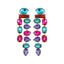 1 Pair Elegant Zircon Water Drop and Colorful Gemstone Tassel Earrings