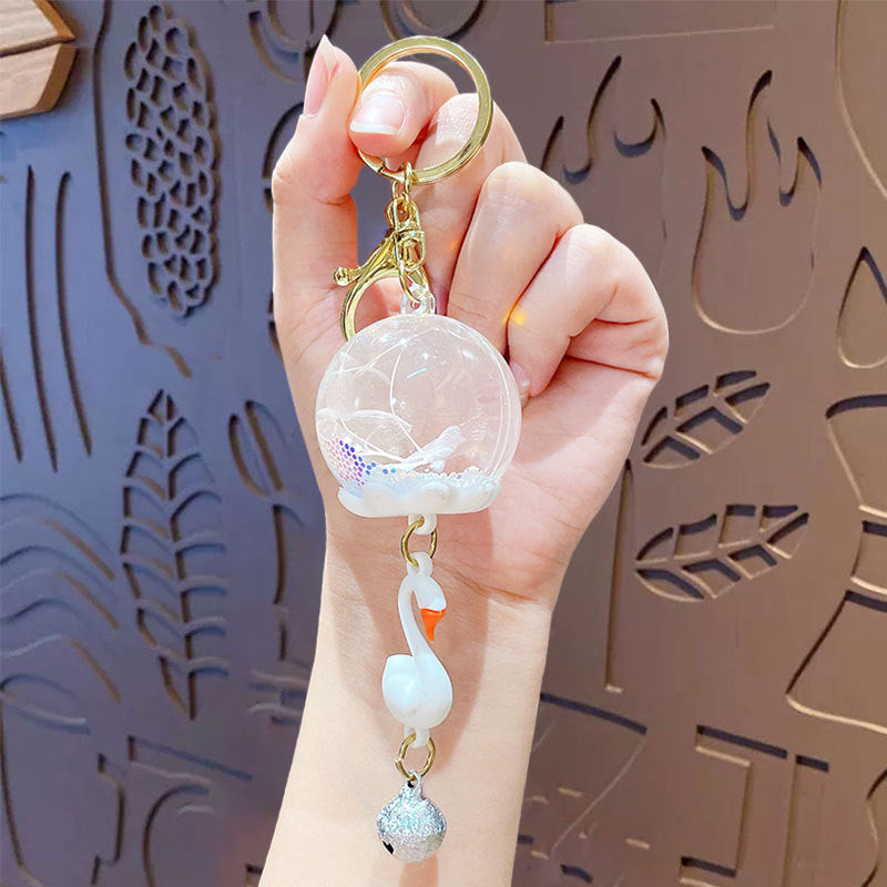 Cartoon Petal Acrylic Keychain with Wind Chime Pendant for Bags and Cars