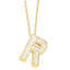 Simple Style Shiny Letter Stainless Steel Copper Plating Inlay Zircon 18K Gold Plated Pendant Necklace