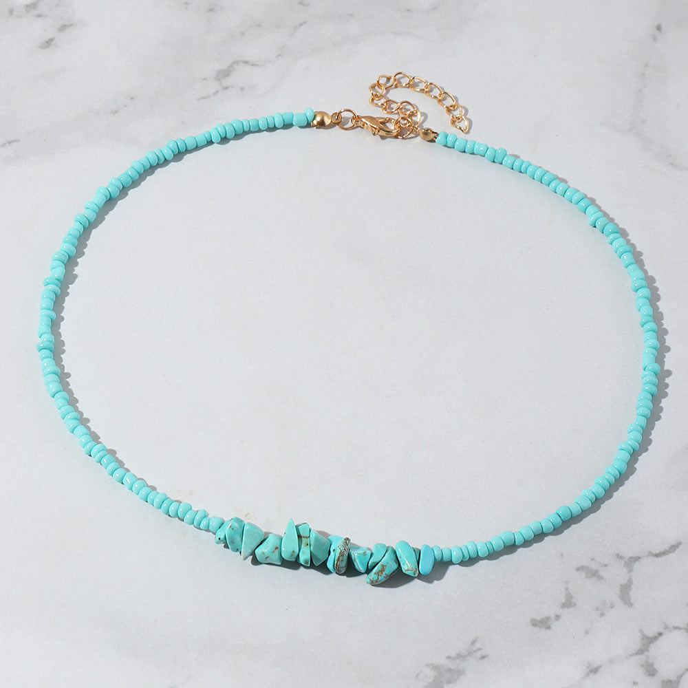 Irregular Crystal Gravel Color Rice Bead Necklace