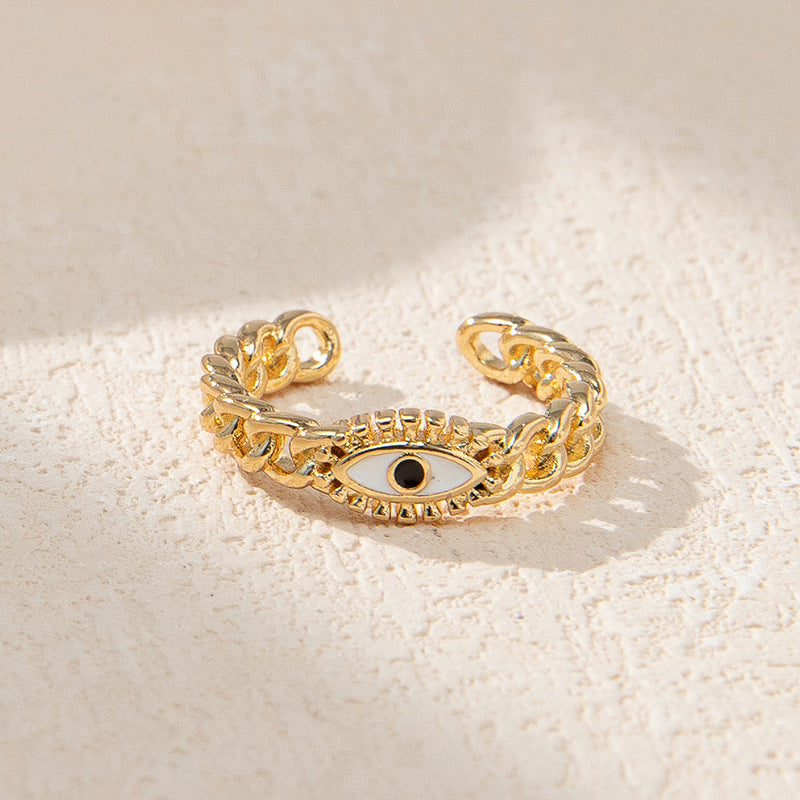 Minimalist Evil Eye Gold Plated Adjustable Ring