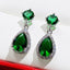 Emerald Water Drop Zircon Copper Inlaid Earrings