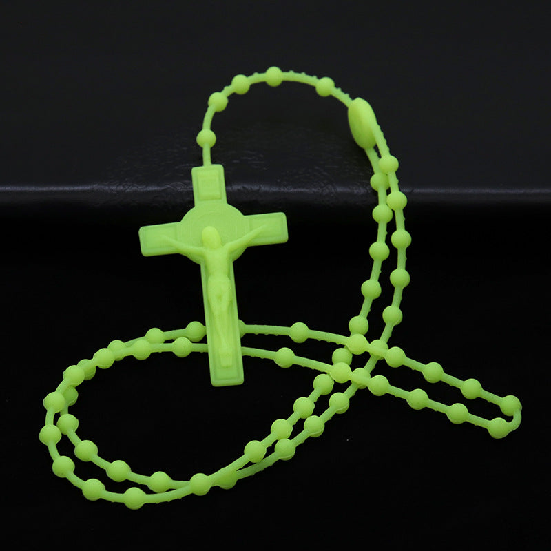 Casual Retro Glow-in-the-Dark Plastic Bead Pendant Necklace