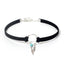 Retro Geometric Circle Velvet Leaf Turquoise Double Layer Choker Necklace