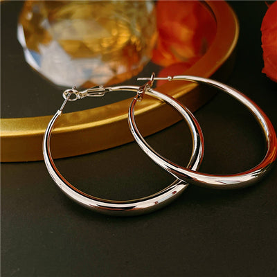 1 Pair Minimalist Geometric Copper Hoop Earrings