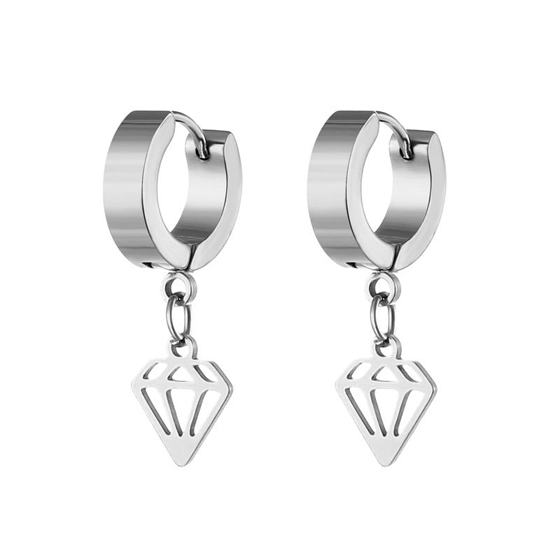 Geometric Stainless Steel Hollow Drop Earrings Ear Clips