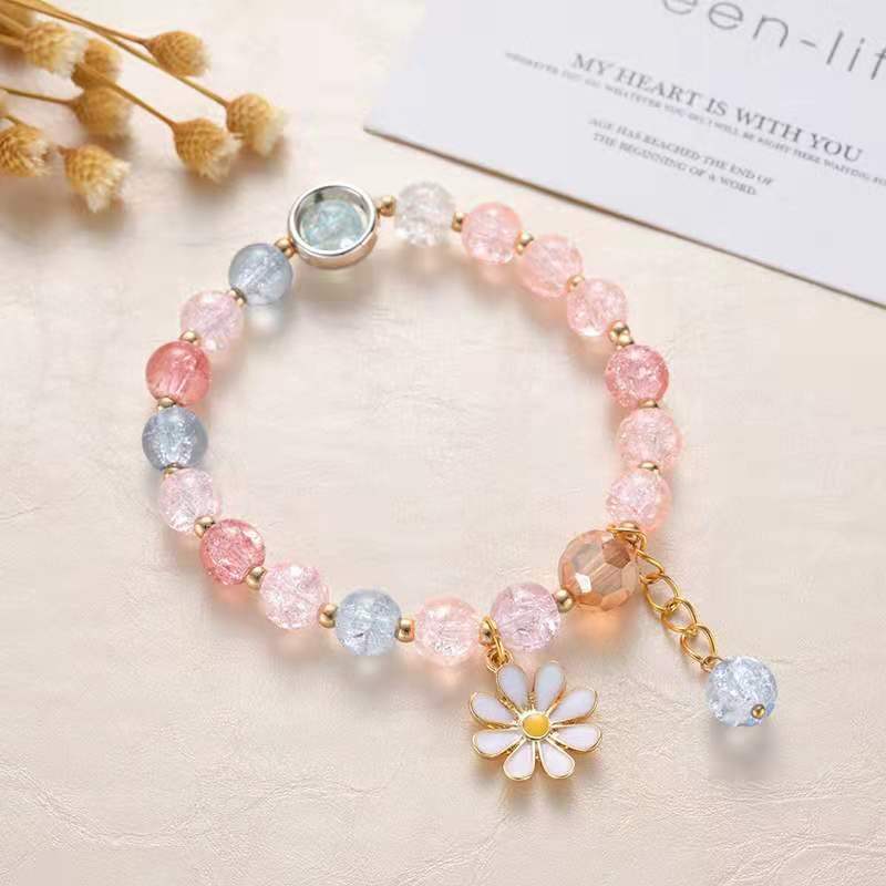 Chrysanthemum Crystal Beaded Women's Bracelet - Colorful Floral Design