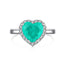 Fashion Square Water Droplets Heart Shape Sterling Silver Zircon Ring with Paraiba Tourmaline Simulated Gemstone