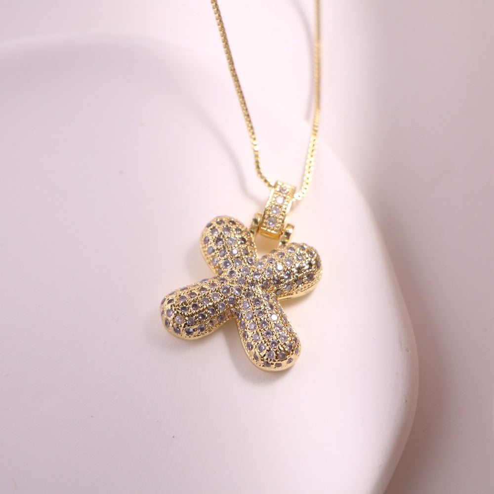 Vintage 18k Gold Plated Zircon Initial Pendant Necklace