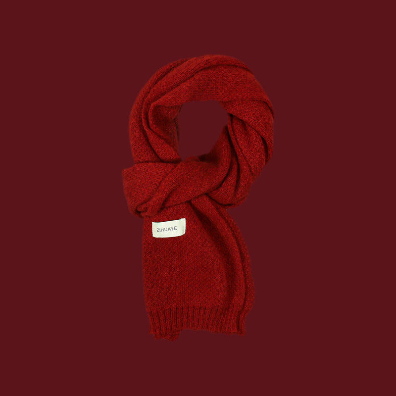 Women's Casual Lattice Solid Color Knit Scarf and Beanie Set