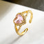 Elegant Heart Shape Zircon 18K Gold Plated Open Ring