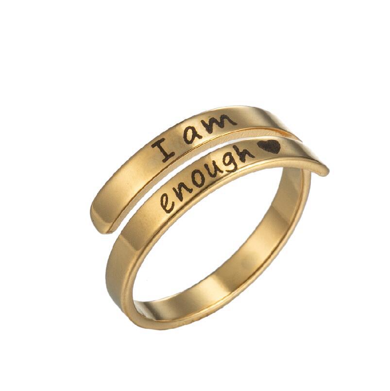 Retro Stainless Steel Letter Open Ring - Fashion Double Layer Design