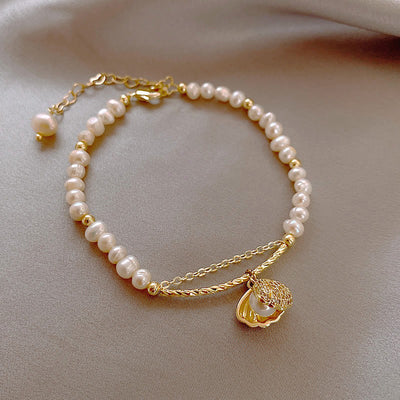 Elegant Baroque Freshwater Pearl and Gemstone Bracelet