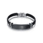 Men's Black Plated Stainless Steel and Braided Leather Bracelet with Engravable Option