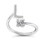 Fashion Adjustable Silver Zircon Letter Ring