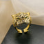 Fashion Leopard Zircon Inlay Open Ring for Women