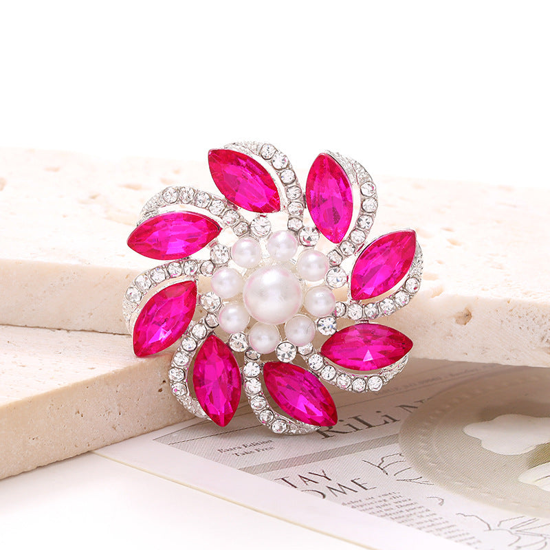 4cm Zinc Alloy Flower Gemstone and Crystal DIY Ornament Accessories