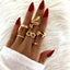 Fashion Snake Alloy Rhinestone & Moon Pearl Ring Set - 6 Pieces Women's Jewelry