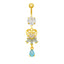 Elegant Heart Belly Ring with Zirconia and Gold Plated Stainless Steel