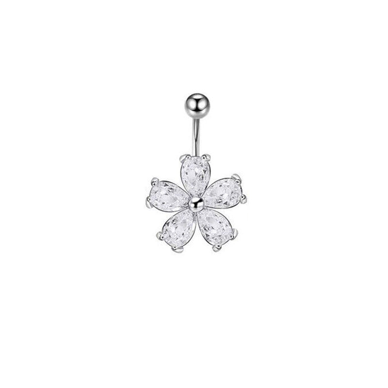 1 Piece Belly Rings Simple Style Classic Style Heart Shape 316 Stainless Steel  Inlay Zircon Belly Rings