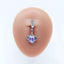 Casual Heart-Shaped Opal and Rhinestone Belly Ring Set in Stainless Steel and White Gold Plating